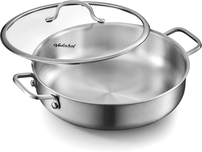 12″ Tri-Ply Stainless sauté pan, with lid