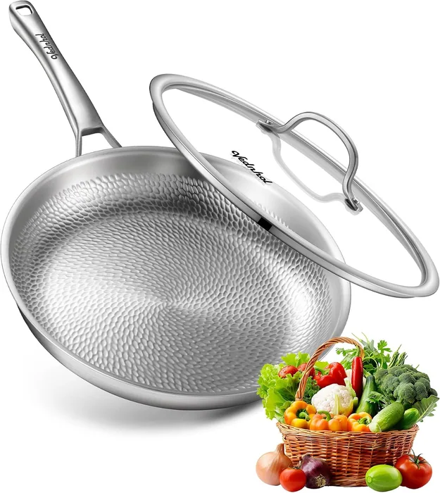 12″ Pure Titanium Hammered Pro skillet, with lid